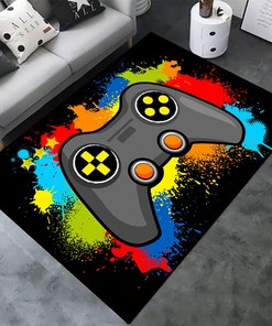 Gaming Room Sofa Floor Rugs - Non-Slip Polyester Carpets for Large Game Area with Gamer Boys' Video Games Mat