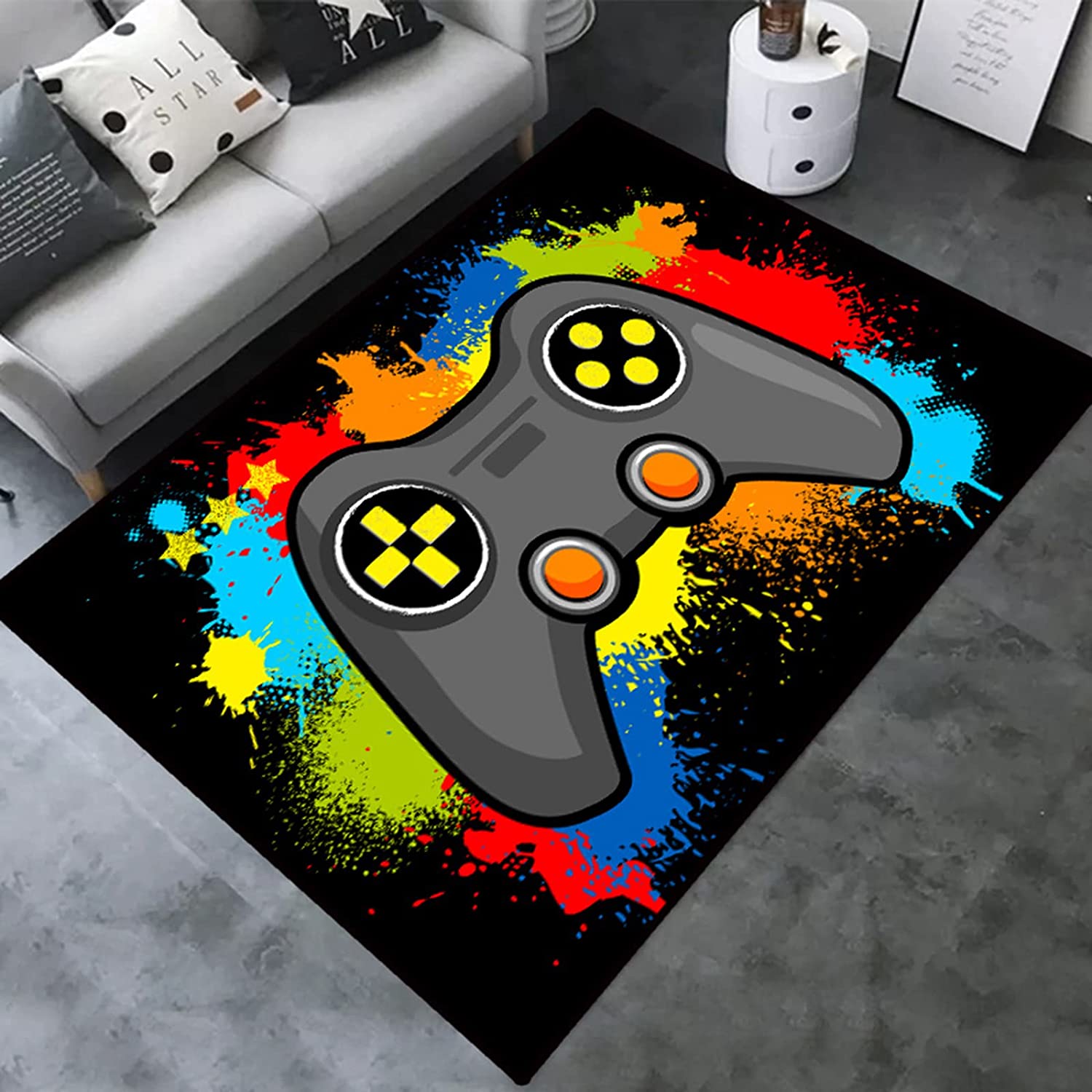Gaming Room Sofa Floor Rugs - Non-Slip Polyester Carpets for Large Game Area with Gamer Boys' Video Games Mat