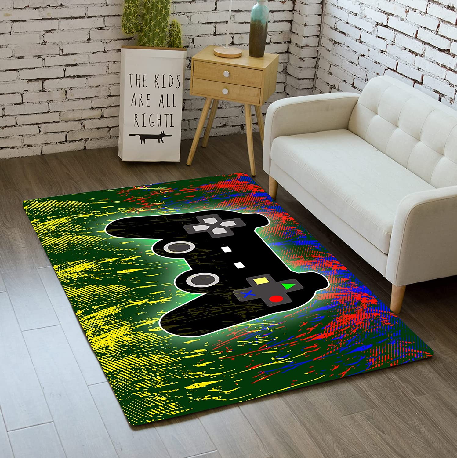 Gaming Rug for Kids Boys - 3D Printed Large Area Rug for Game Room