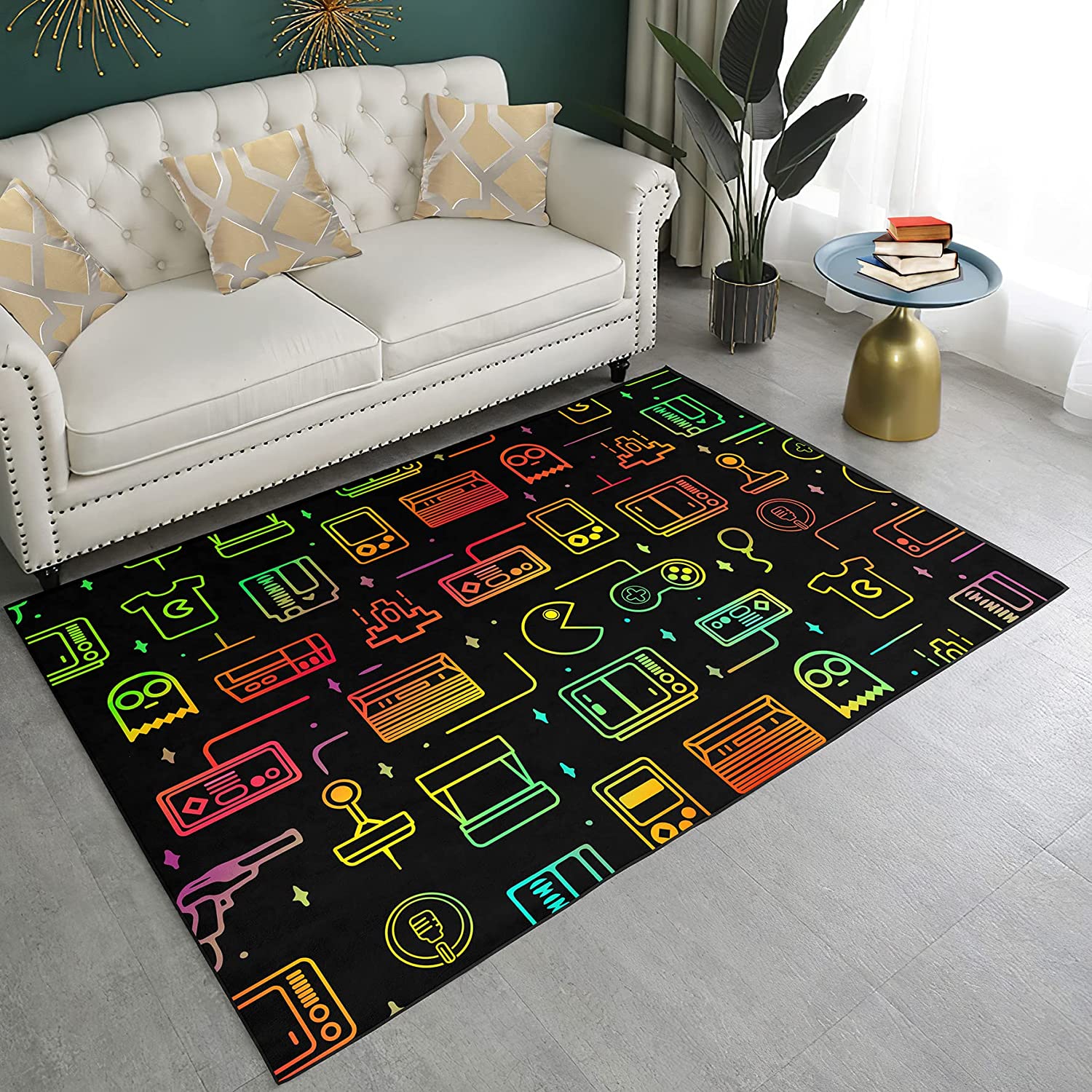 Gaming Rugs for Boy's Bedroom with Non-Slip Floor Mat and Gamer Design
