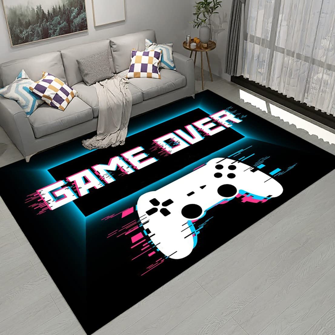 Gaming Rugs for Living Room Kids Bedroom with 3D Game Printed Gem Pattern Area Rugs with Video Game Area Rugs - Image 2