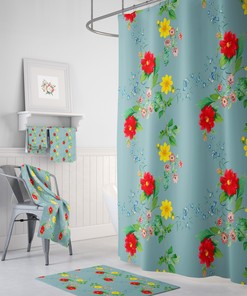 Garden Dahlia Floral Shower Curtain or Bath Set for Nature Lovers