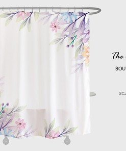 Garden Flowers Shower Curtain, Minimalist Plant Floral Bathroom Decor with Customizable Size