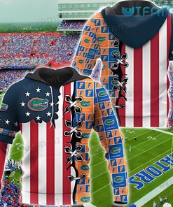 Gators 3D Hoodie USA Flag Stitches Logo Florida Gators Gift