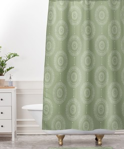 Geometric Boho Decor Green Shower Curtain, Nature Inspired Boho Style Bath Curtain, Perfect for Your Bathroom Decor