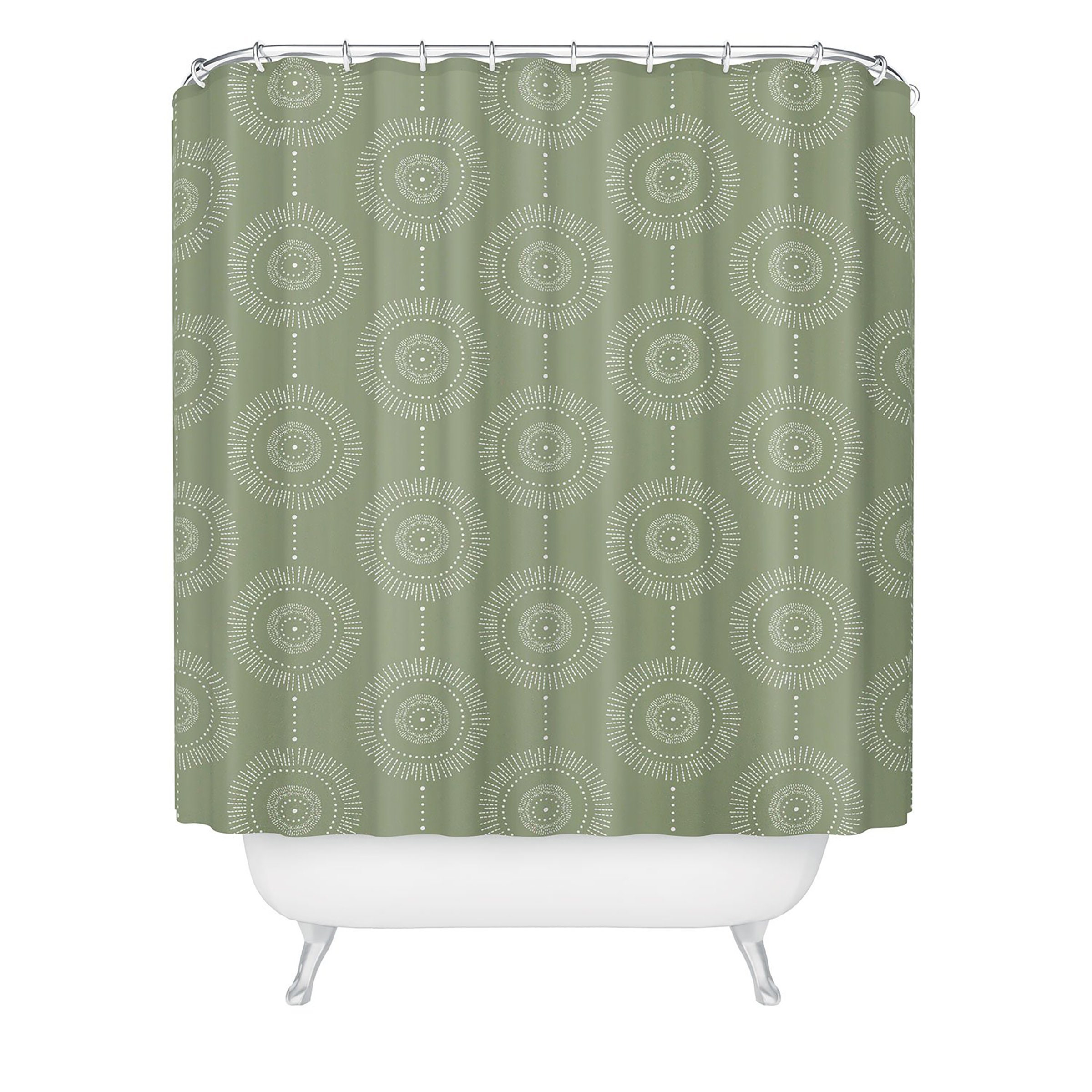 Geometric Boho Decor Green Shower Curtain, Nature Inspired Boho Style Bath Curtain, Perfect for Your Bathroom Decor - Image 2