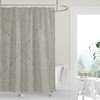 Geometric Gray Black Linen Print Premium FABRIC SHOWER CURTAIN | Neutral Casual Contemporary Lifestyle Minimalist