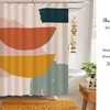 Geometric Hanging Pattern Shower Curtain, Pink Shower Curtain Orange Blue, Waterproof Curtains