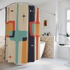 Geometric Mid Century Modern Curtain with Abstract Retro Bathroom Shower Curtain