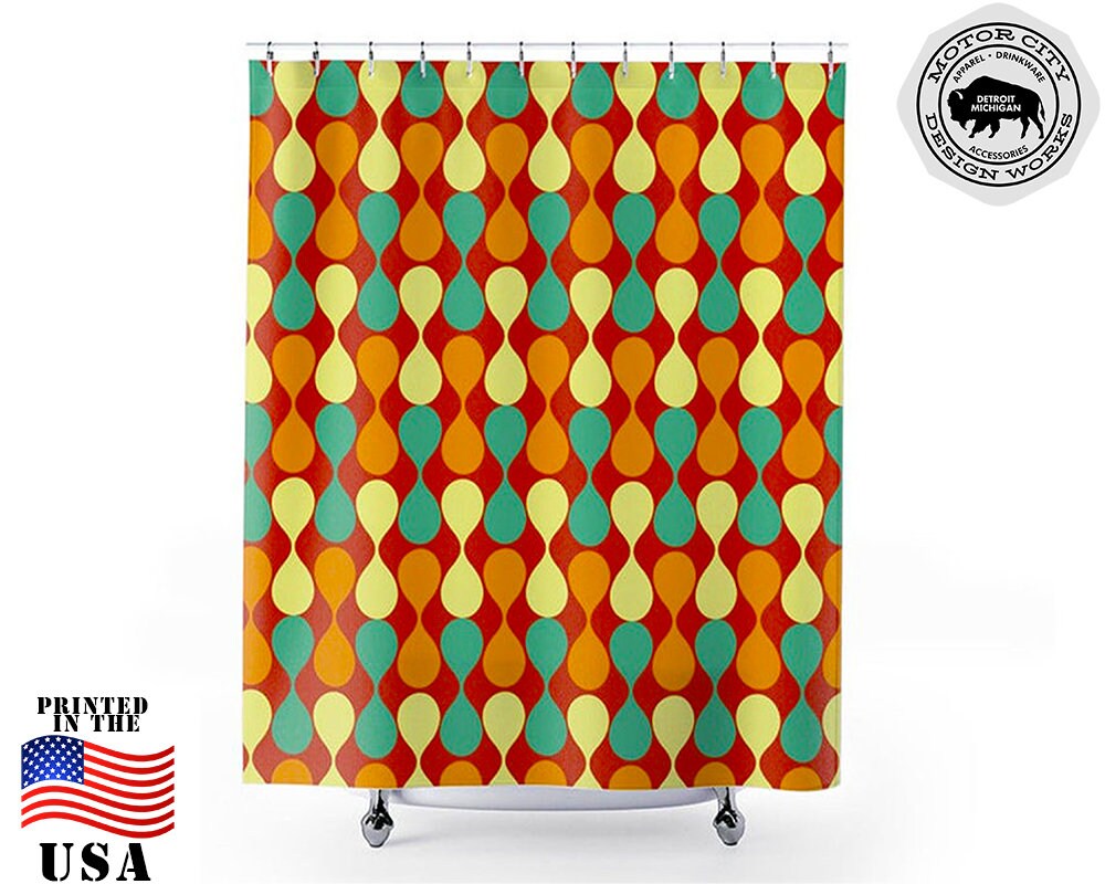 Geometric Mid Century Modern Shower Curtain - Modernist Mod Vintage Century Bathroom Decor