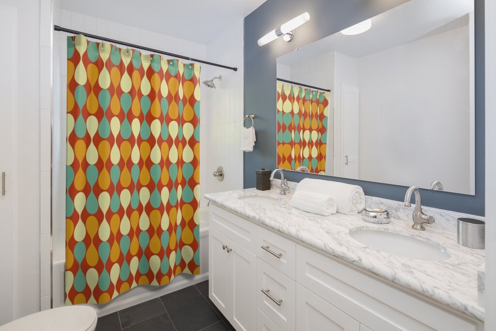 Geometric Mid Century Modern Shower Curtain - Modernist Mod Vintage Century Bathroom Decor - Image 2