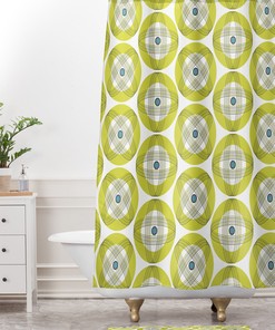 Geometric Mid Century Modern Shower Curtain | Retro Fabric Bath Curtain | Vintage Bathroom Decor