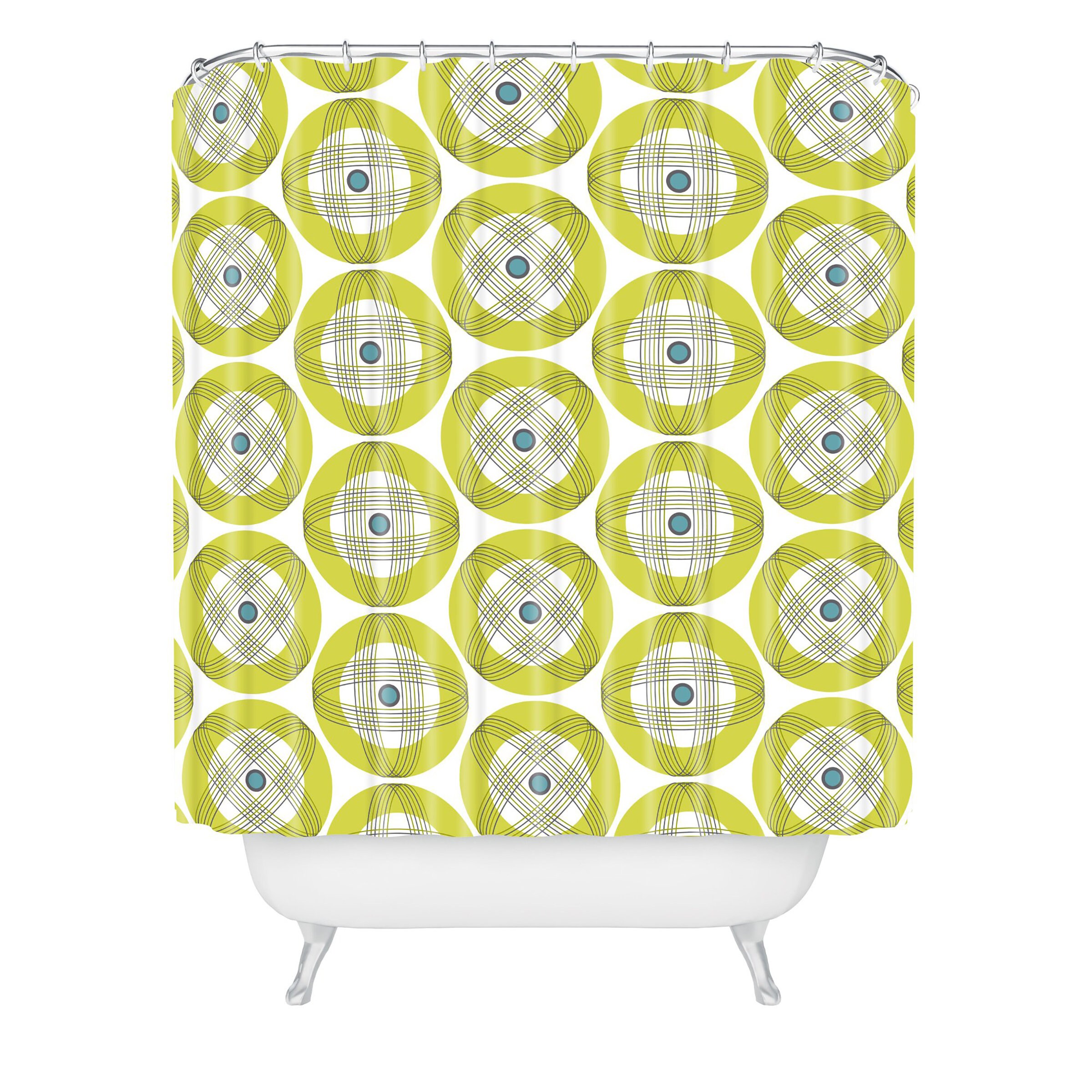 Geometric Mid Century Modern Shower Curtain | Retro Fabric Bath Curtain | Vintage Bathroom Decor - Image 2