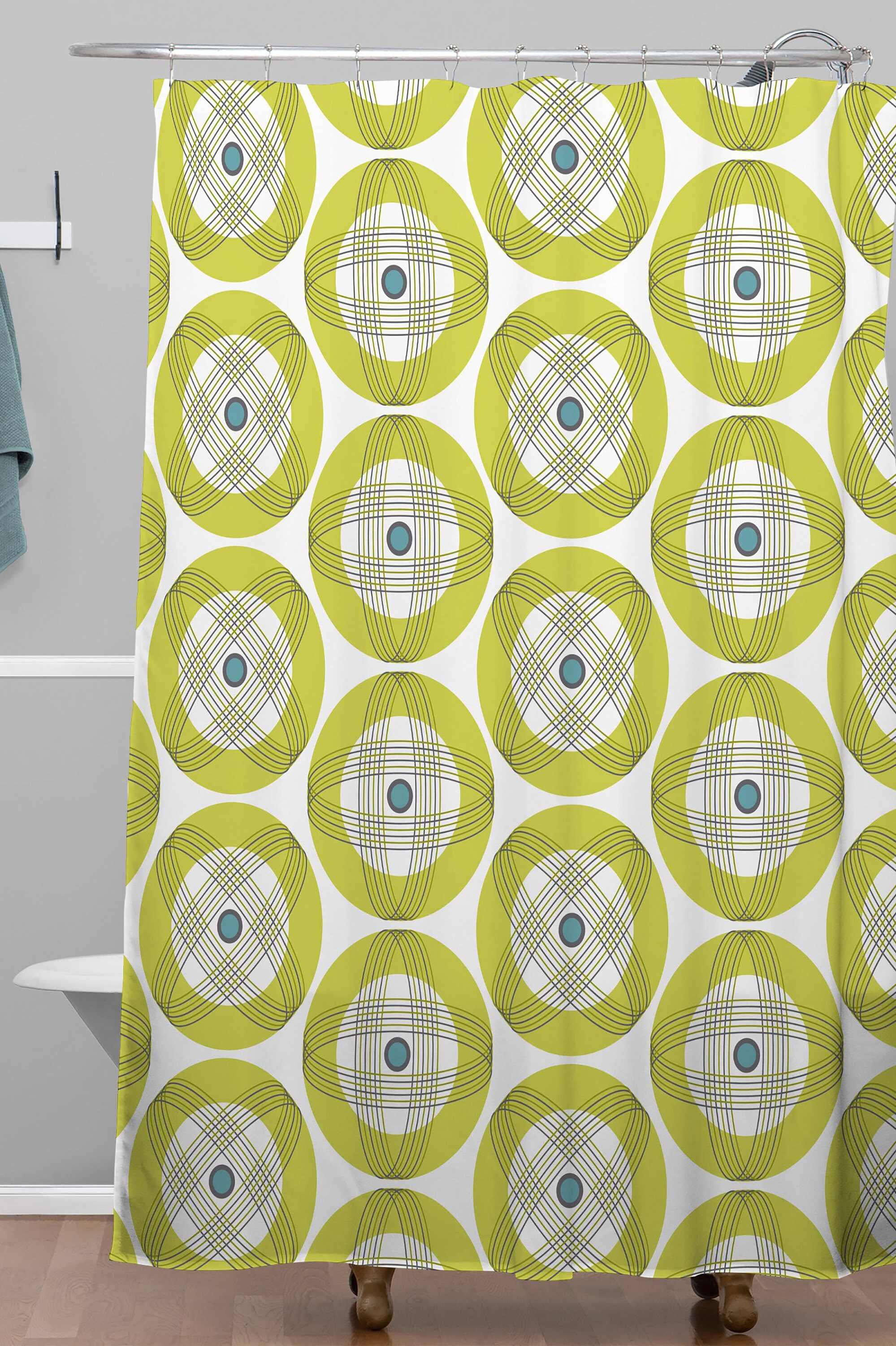 Geometric Mid Century Modern Shower Curtain | Retro Fabric Bath Curtain | Vintage Bathroom Decor - Image 3