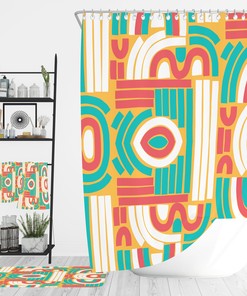 Geometric Mod Abstract Shower Curtain, Bath Mat, Towel Options | Disney Blanket