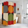 Geometric Retro Red, Gray, Black Mustard Brown Green Shower Curtain - MCM Mid Century Modern Design