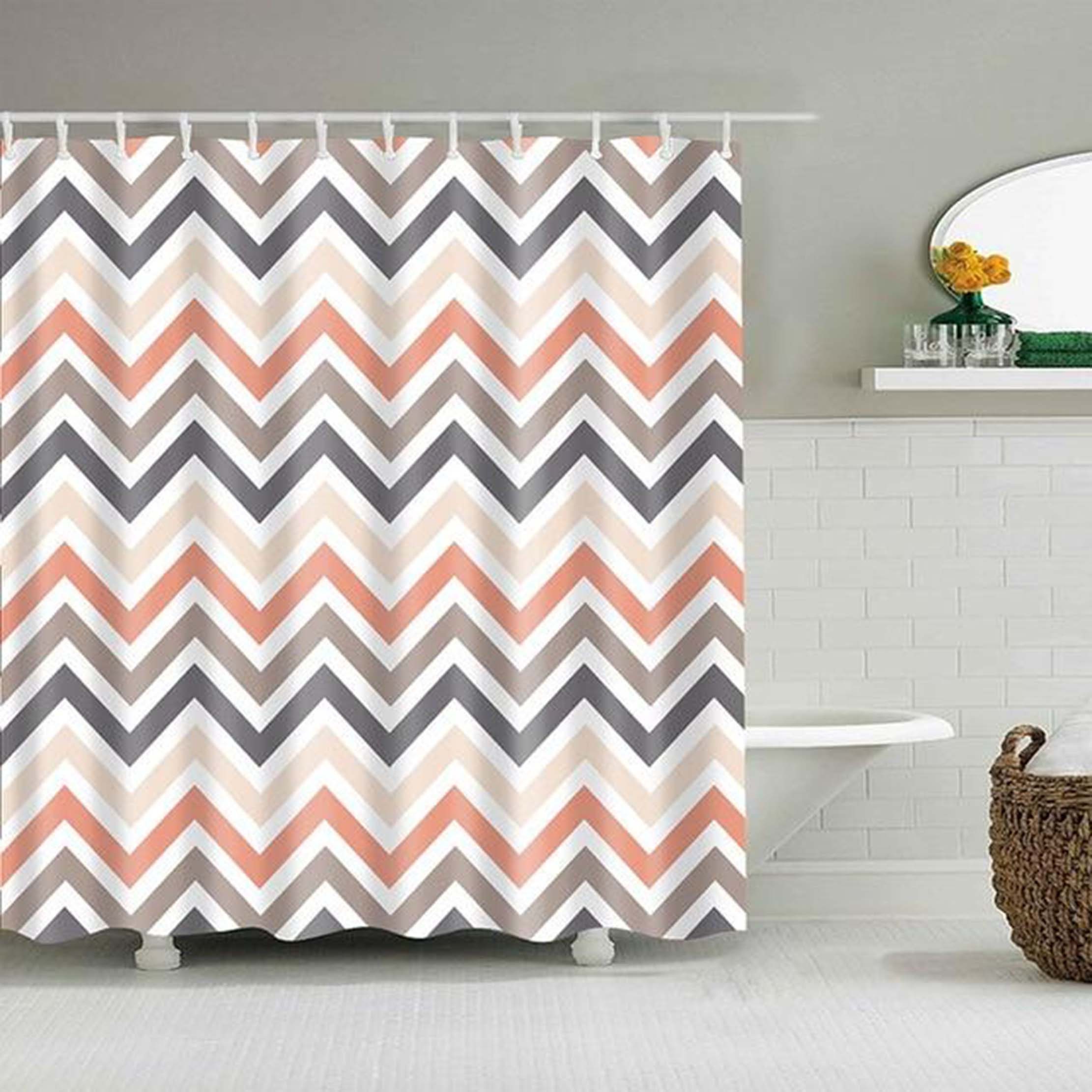 Geometric Zigzag Lines Shower Curtain | Colorful Rainbow Print, Badkamer Gordijn | Home Bathroom Decor