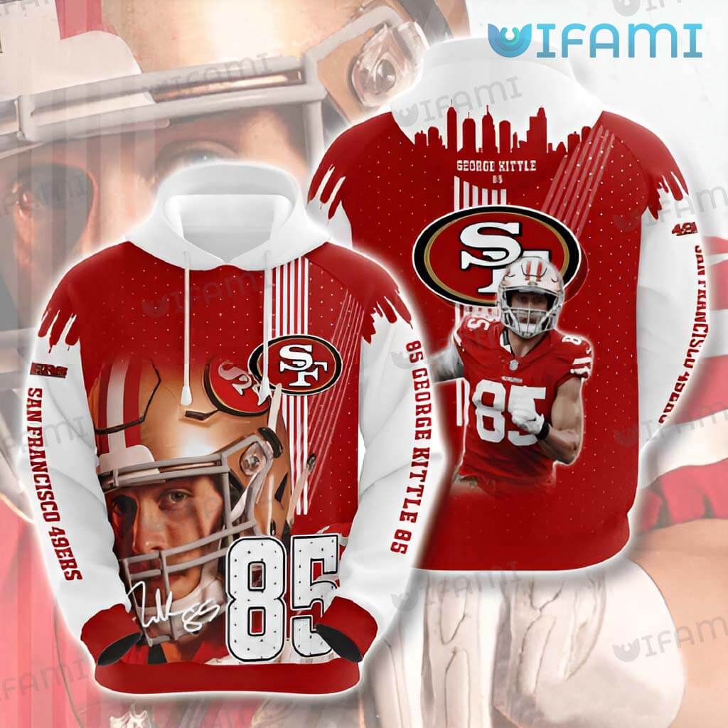 George Kittle 3D Signature Hoodie 3D 85 Printful for 49ers Fans