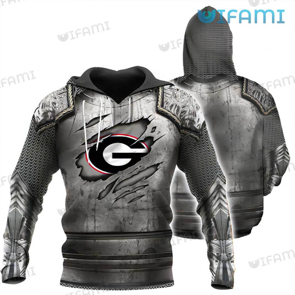 Georgia Bulldogs Scratched Armor 3D Hoodie Perfect for Bulldogs Fans