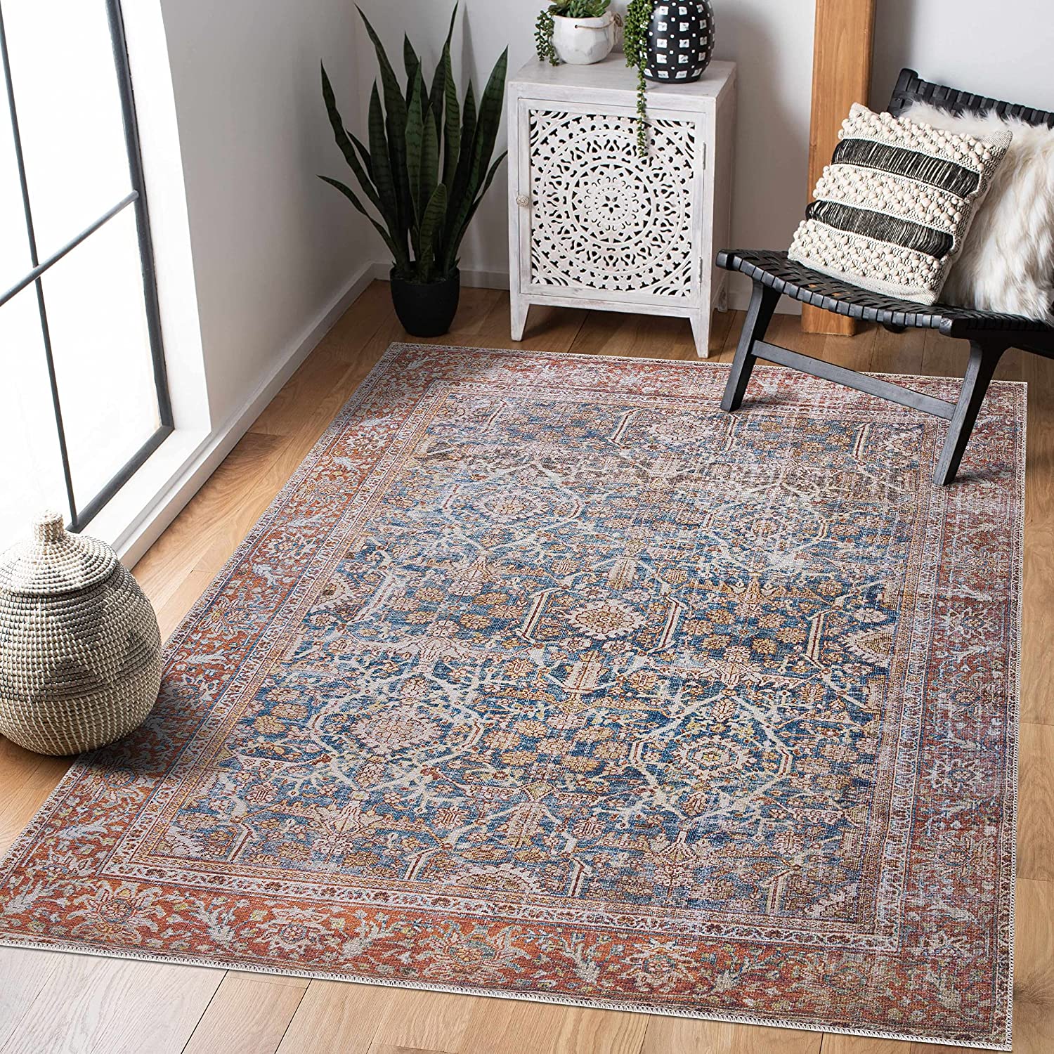 Georgia Collection Mair Machine Washable Area Rug - Oriental Persian Floral Style - Image 2