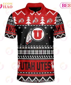 Get Festive with the NCAA Utah Utes Custom Ugly Christmas Polo Shirt with Your Name and Number