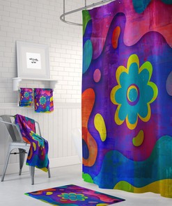 Get Happy Boho Shower Curtain with Unique Shower Curtains Print