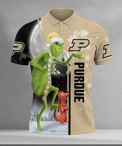 Get Into the Holiday Spirit with the NCAA Purdue Boilermakers The Grinch Christmas Polo Shirt with Breathable Fabric