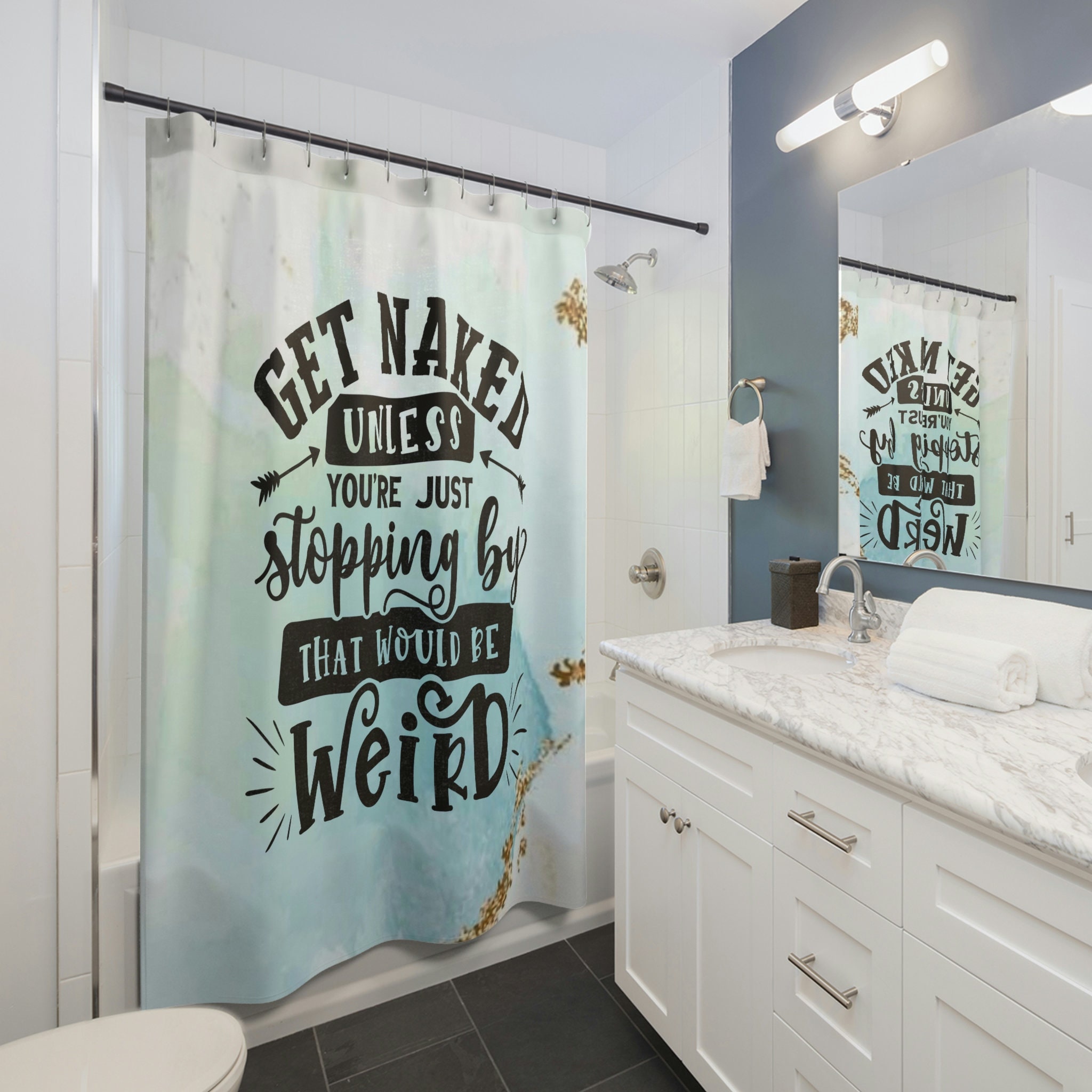 Get Naked Shower Curtain with Funny Design - Perfect for Bathroom Decor & Boyfriend Gift - Image 2
