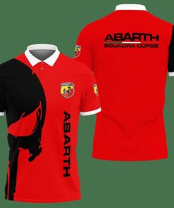 Get Noticed in Red: 3D Printed Abarth Nct-Va Polo Shirt Ver 2 with Athleisure Polo Collar