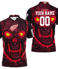 Get Spooky And Personalized With Our Detroit Red Wings Nhl Fan 3d Skull Demon Polo Shirt All Over Print Shirt 3d T-shirt
