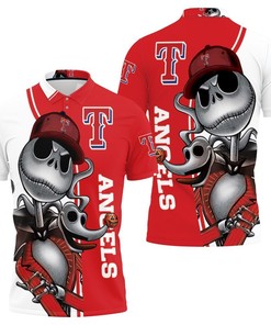 Get Spooky with Texas Rangers Jack Skellington and Zero 3D All Over Print Polo Shirt