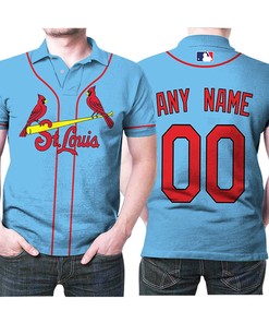 Get Your Blues with St Louis Cardinals Any Name 00 Light Blue 2020 Jersey Polo Shirt in 3D