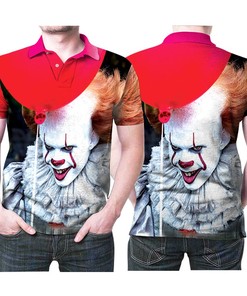Get Your Horror On with Pennywise It Smiling Dancing Cloud All Over Print Polo Shirt