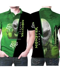 Get Your Monster Energy Fix with Jack Skellington Hold Logo on 3D Polo Shirt