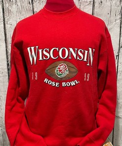 Get Your Vintage Style Wisconsin Badgers 1999 Rose Bowl Red Crewneck Sweatshirt Here