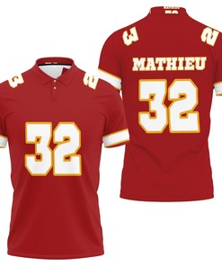 Get a Kannas City Inspired Look with Tyrann Mathieu Jersey Style 3D All Over Print Polo Shirt