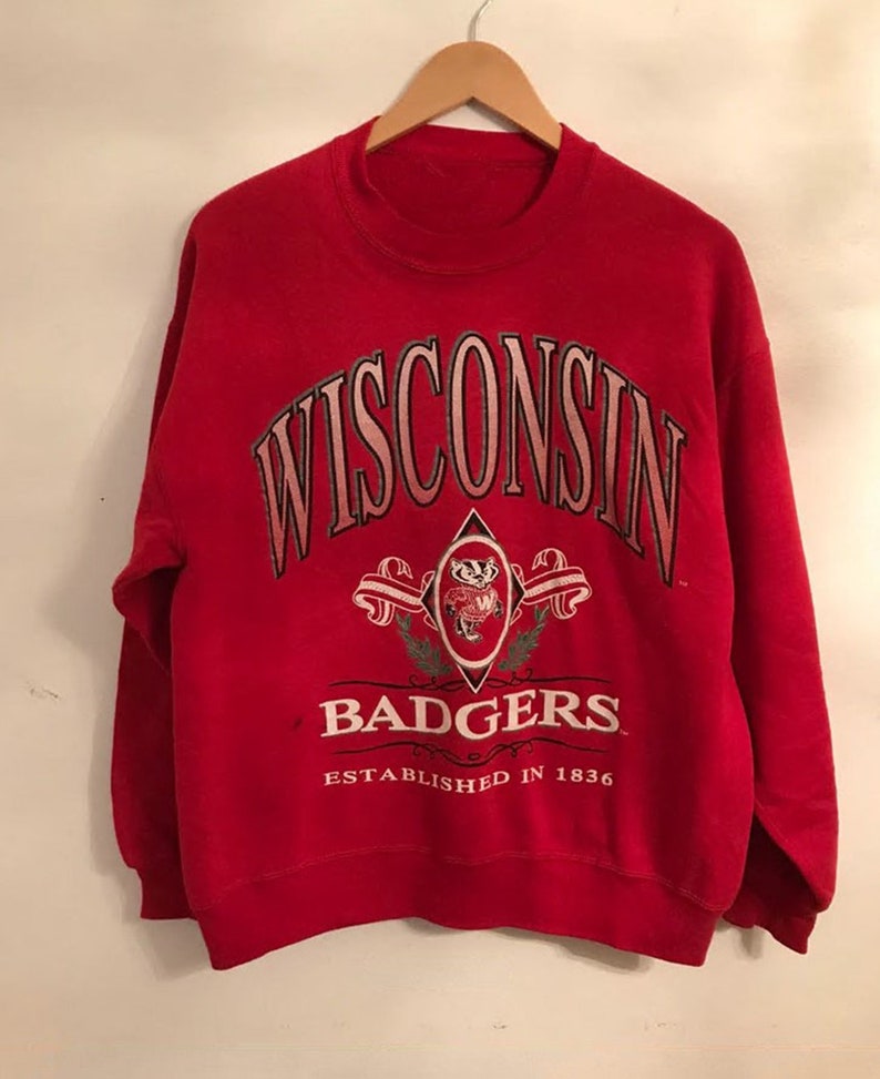 Get a Vintage 90s University of Wisconsin Badgers NCAA Gift Sweatshirt