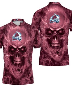 Get edgy with our Colorado Avalanche NHL fans skull polo shirt, featuring a bold and unique design perfect for any fan.
