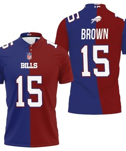 Get game day ready with a Two Tone Jersey Polo Shirt featuring Buffalo Bills' John Brown #15.