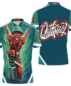 Get groovy with the Andre 3000 Outkast Green All Over Print Polo Shirt