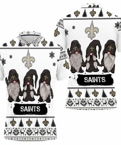 Get in the Holiday Spirit with Christmas Gnomes on a Breathable New Orleans Saints 3D All-Over Print Polo Shirt