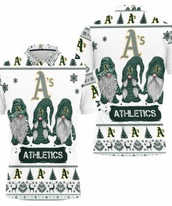 Get in the Holiday Spirit with Oakland Athletics Christmas Gnomes on a Breathable 3D All-Over Print Polo Shirt