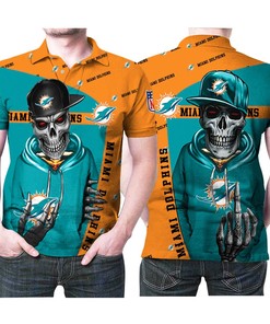 Get into the Halloween Spirit with this Miami Dolphins Skeleton Hip Hip Polo Shirt