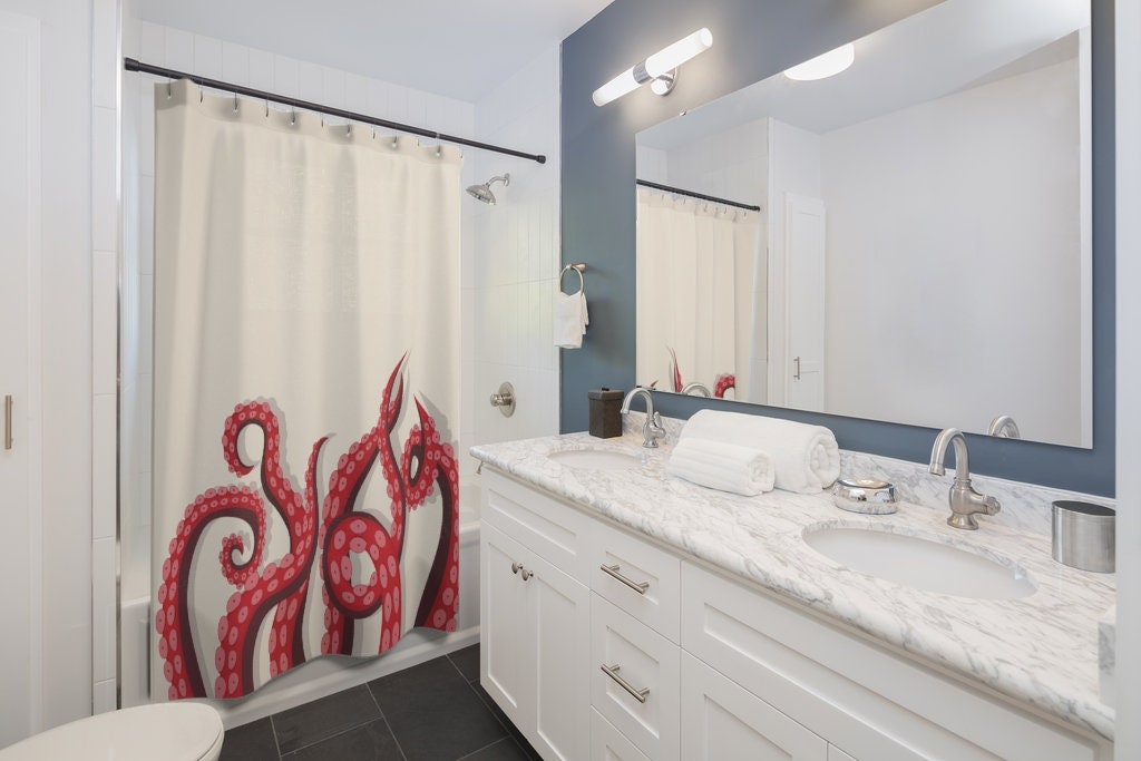 Get ready for an Occult Cthulhu with an Octopus Monster Tentacle Shower Curtain - Image 2