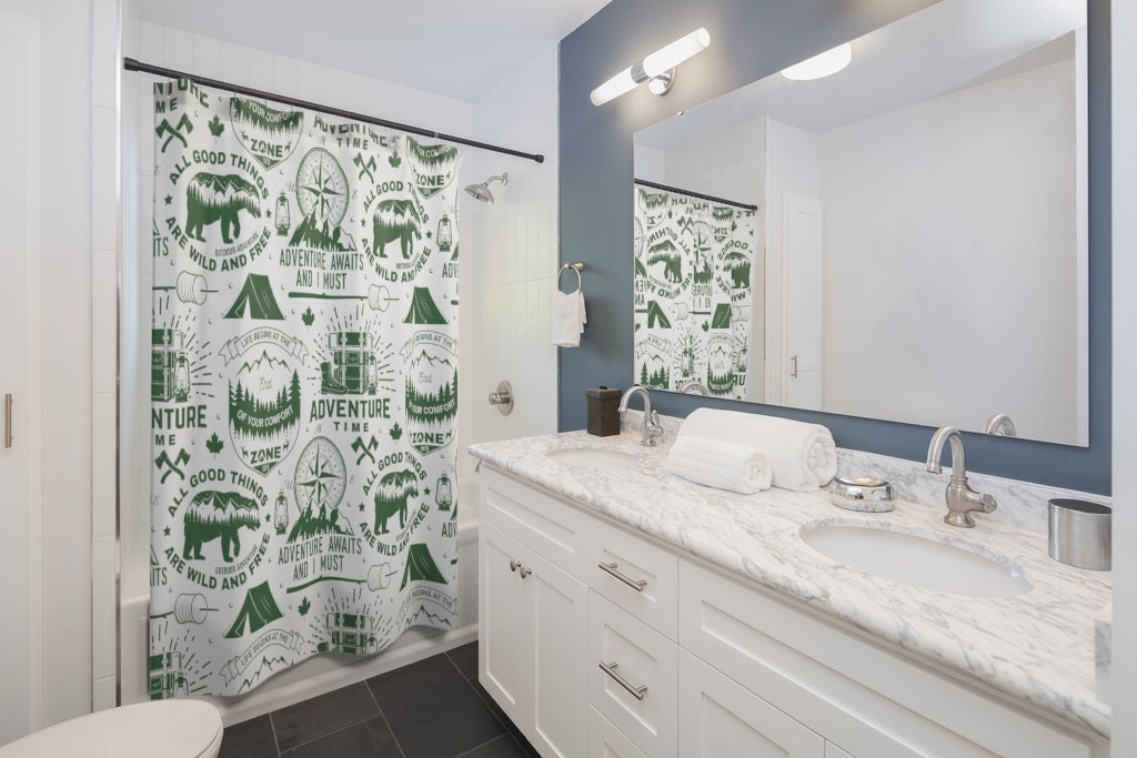 Get ready for an adventure with this Boat Adventure Awaits - Wild & Free Shower Curtain - Image 2