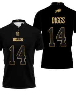 Get ready for game day Art Buffalo Bills Stefon Diggs #14 Great Player NFL Black Golden Edition Vapor Limited Polo Shirt