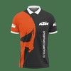 Get ready for off-road adventures with this Grey 3D Printed Ktm Racing Nct-Va Polo Shirt Ver 2