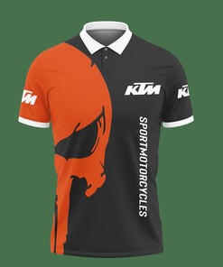 Get ready for off-road adventures with this Grey 3D Printed Ktm Racing Nct-Va Polo Shirt Ver 2