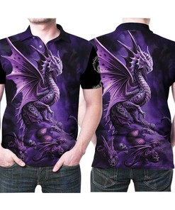 Get ready for your next dungeon crawl with this Skulls Purple Dungeons and Dragons 3D All Over Print Polo Shirt