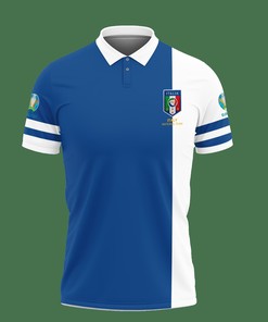 Get ready to hit the town in this stylish Blue 3D Printed Italy Euro Champions Tnt-Va Polo Shirt